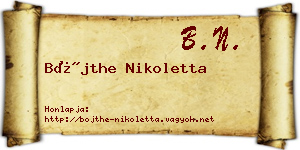 Bőjthe Nikoletta névjegykártya